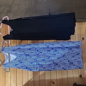 Lot Of 2 Dresses: Chelsea & Theodore Elegant Black Dress; Comfortable Blue